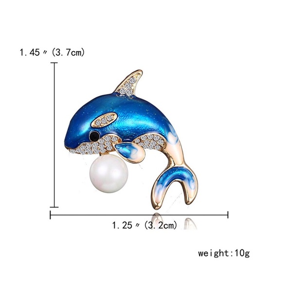 Only ships with $15 orders. Blue Dolphin Brooch - Picture 6 of 6